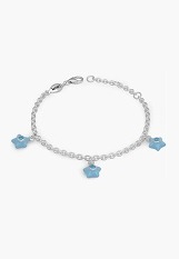 very nice small silver enamel March baby birthstone bracelet